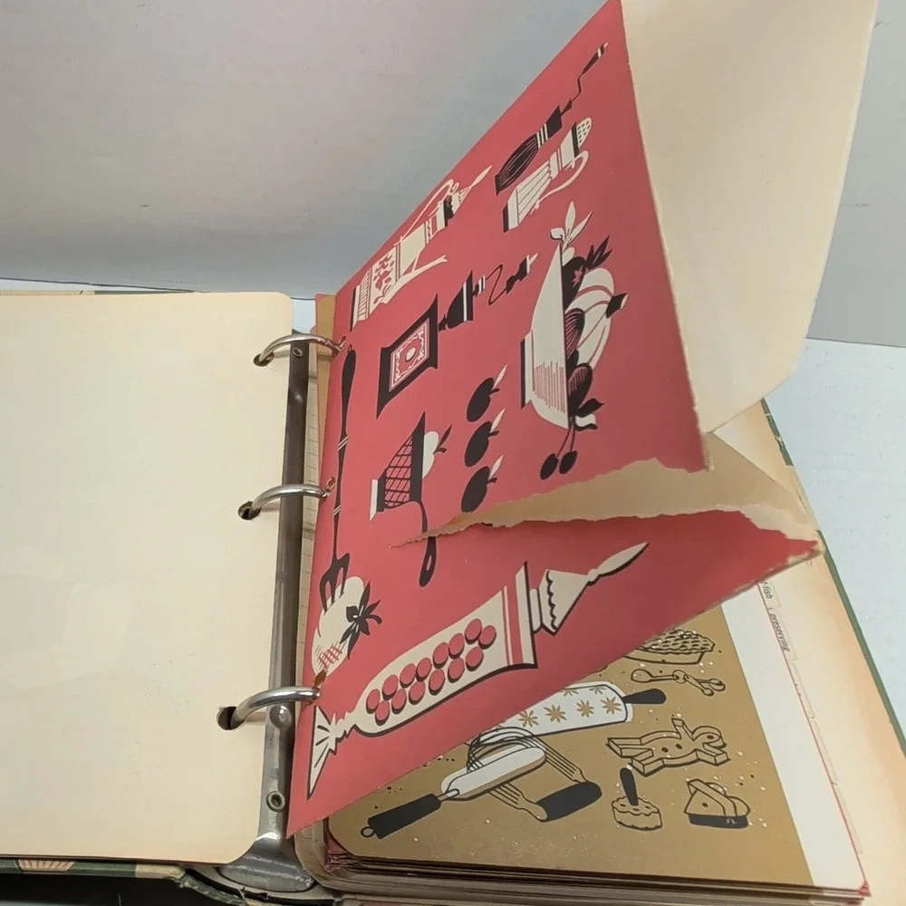 Vintage My Recipes 1964 Cookbook Envelopes Blank Green 3-Ring Binder